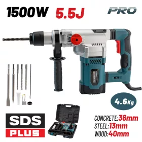   BORMANN Pro Fúrókalapács SDS-Plus 1500 W, 5,5 J, fúrószárakkal és vésőkkel (BPH4400)