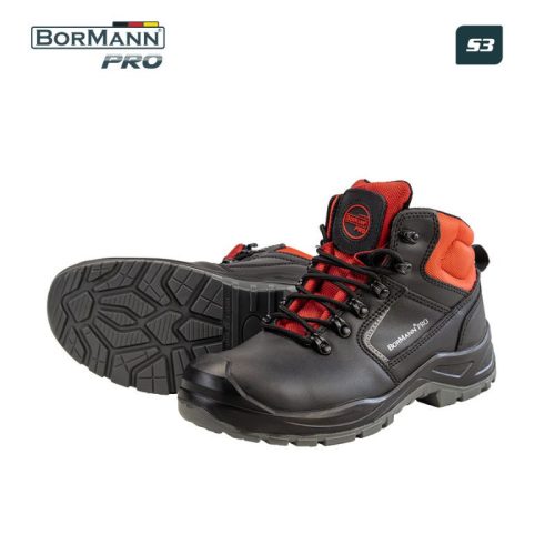 BORMANN Pro MUNKAVÉDELMI BAKANCS S3 FEKETE, NUBUKK BŐR, VÍZÁLLÓ, LEON MÉRET 40 (BPP8200)