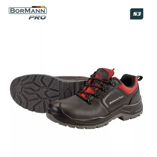 BORMANN Pro BIZTONSÁGI CIPŐ S3, FEKETE, NUBUKK BŐR, VÍZÁLLÓ, LEON, No 45 (BPP8261)