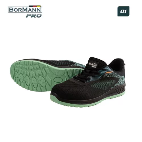 BORMANN Pro SPORTOS MUNKAVÉDELMI CIPŐ O1, FEKETE - KÉK, FLYKNIT/hálós, GRANADA MÉRET 40 (BPP8264)