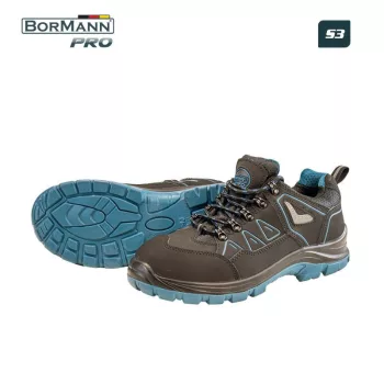   BORMANN Pro Biztonsági cipő s3, fekete kékkel, nubuk bőr, madrid no 44 (BPP8275)