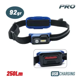   BORMANN Pro Akkumulátoros fejlámpa hátsó jelzőfénnyel, 250 lm, 2000 mAh, OSRAM + COB LED, IP54 (BPR6033)