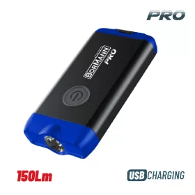   BORMANN Pro Kulcstartó LED lámpa USB-C töltéssel, 150 lm, fehér és piros fénnyel, IPX5, 28 × 10 × 57 mm (BPR6075)