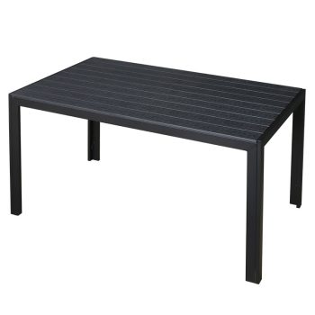   BORMANN KÜLTÉRI ASZTAL, FEKETE ÜVEG ÉS SZÜRKE ALUMÍNIUM, 150x90x72cm (BSP1156)