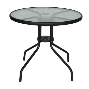   BORMANN KÜLTÉRI ASZTAL KEREK, FÉM KERET ÜVEG FELÜLETTEL, Φ80x72cm (BSP1162)