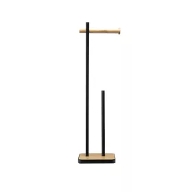   BORMANN WC-papír-tartó bambusz talppal, álló, fekete, 18 × 67 cm (BTW9048)