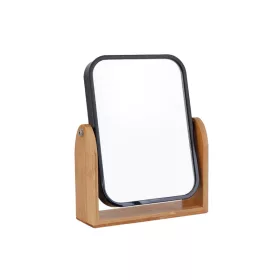   BORMANN Kozmetikai tükör bambusz talppal, asztali, fekete, 16,5 × 5 × 20 cm (BTW9057)
