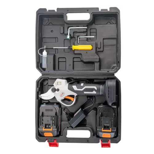 NAKAYAMA AKKUMULÁTOROS METSZŐOLLÓ KÉSZLET 21V, SZÉNKEFE NÉLKÜLI MOTOR, KAPACITÁS 0-22/28mm, 1kg, 2x2Ah Li-Ion,(EC1250)