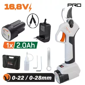   NAKAYAMA PRO Akkumulátoros metszőolló 16,8V, szénkefe nélküli, 28 mm vágókapacitás, 2.0Ah akkuval, kofferben (EC1300)