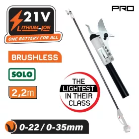   NAKAYAMA PRO Akkus teleszkópos magassági metszőolló 21V, 2,2m, VÁGÁS 22/35 mm, 1,9Kg, SOLO( csak gép ) (EC1630)