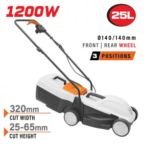   NAKAYAMA PRO Elektromos fűnyíró 1200 W, 32 cm vágásszélesség, 25 literes fűgyűjtővel (EM3221)