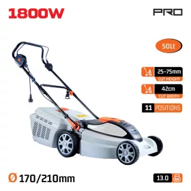   NAKAYAMA PRO Elektromos fűnyíró, 1800W, 42 cm vágásszélesség, 50 l fűgyűjtő (EM4020)