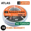 NAKAYAMA Kerti locsolótömlő 3/4”, 25 m, 3 rétegű, 20 bar nyomásig "ATLAS" (GH4700)