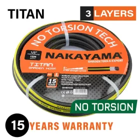   NAKAYAMA Kerti locsolótömlő 5/8”, 25 m, 3 rétegű, 18 bar nyomásig "TITAN" (GH6500)