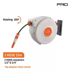   NAKAYAMA PRO AUTOMATIKUS KERTI FALI TÖMLŐDOB 15 m 1/2'' ÉS 4 TARTOZÉK, 180°-OS ELFORGATÁS (GH9160)