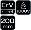 NEO Kombinált fogó 1000V, szigetelt, 200MM(8"), CrV, polírozott (01-222)