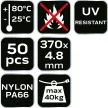NEO Kábelkötegelő, gyorskötöző, EXTREME, UV álló, fehér, 4,8x370mm, 50db/cs (01-662)
