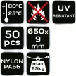 NEO Kábelkötegelő, gyorskötöző, EXTREME, UV álló, fehér, 9,0x650mm, 50db/cs (01-670)