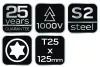 NEO Csavarhúzó szigetelt, 1000V, T25 x 125mm (04-074)