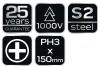 NEO Csavarhúzó szigetelt, 1000V, PH3 x 150mm (04-075)