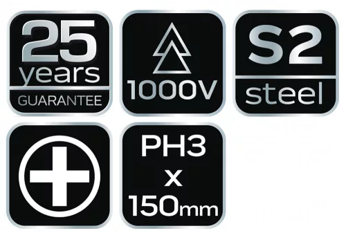 NEO Csavarhúzó szigetelt, 1000V, PH3 x 150mm (04-075)