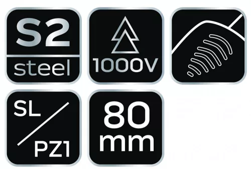 NEO Csavarhúzó SL/PZ1 80mm, 1000V, szigetelt (04-219)