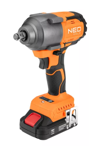 NEO Akkus szénkefementes ütvecsavarozó, 1/2" (négyszög) Energy+, 18V, 850Nm, akku nélkül (04-608)