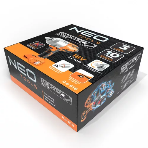 NEO Akkus szénkefementes ütvecsavarozó 1/2"(négyszög), Energy+, 18V, 1100NM akku nélkül!!! (04-618)