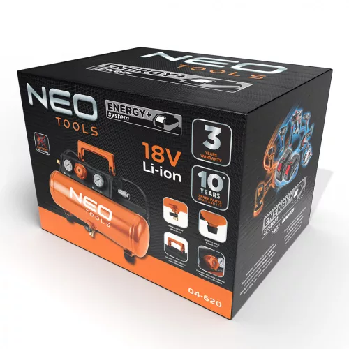 NEO Akkus kompresszor Energy+, 18V, 8bar/3.8L (04-620)