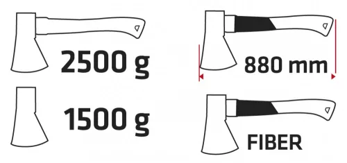 VERTO Fejsze 2500g, fej 1500g, üvegszál nyél (05G202)