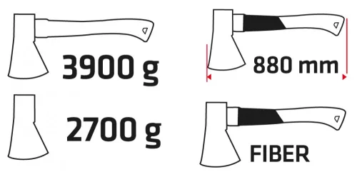 VERTO Hasító Fejsze 3900g, fej 2700g, üvegszál nyél (05G203)