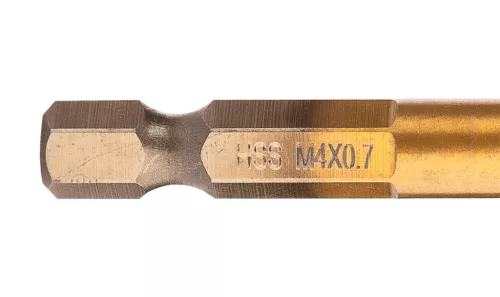NEO Gépi menetfúró, 2az1ben előfúró éllel, HSS-Titán, M4X0,7mm, hatszög szárral (08-951)