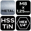 NEO Gépi menetfúró, 2az1ben előfúró éllel, HSS-Titán, M8X1,25mm, hatszög szárral (08-954)