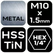 NEO Gépi menetfúró, 2az1ben előfúró éllel, HSS-Titán, M10X1,5mm, hatszög szárral (08-956)