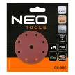 NEO Csiszolókorong tépőzáras 150mm, P80, 9 lyukkal, 5db, 04-721-hez (08-992)