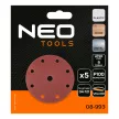 NEO Csiszolókorong tépőzáras 150mm, P100, 9 lyukkal, 5db, 04-721-hez (08-993)