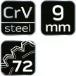 NEO Racsnis csillag-villáskulcs, félig nyitott, 9mm (09-256)