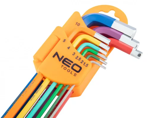 NEO IMBUSZKULCSKÉSZLET 9db HOSSZÚ 1.5-10mm, színes (09-512)