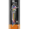 NEO IMBUSZKULCSKÉSZLET 9db HOSSZÚ 1.5-10mm, színes (09-512)