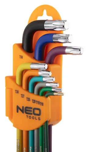 NEO Torxkulcs KÉSZLET, T10-50, 9db, színes (09-518)