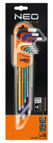 NEO Torxkulcs KÉSZLET, T10-50, 9db, színes (09-518)