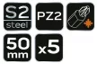 NEO Torziós ütvecsavarozó bitek S2, 50mm, PZ2 - 5db. (09-579)