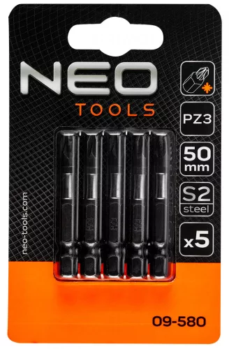 NEO Torziós ütvecsavarozó bitek S2, 50mm, PZ3 - 5db. (09-580)