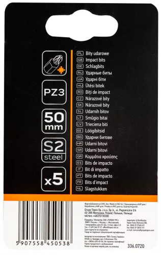 NEO Torziós ütvecsavarozó bitek S2, 50mm, PZ3 - 5db. (09-580)