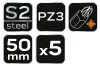 NEO Torziós ütvecsavarozó bitek S2, 50mm, PZ3 - 5db. (09-580)