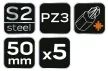NEO Torziós ütvecsavarozó bitek S2, 50mm, PZ3 - 5db. (09-580)