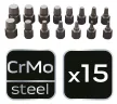 NEO Törtcsavar-kihajtó készlet, 1/2", 15db, 3-14mm (M6-M24) (09-607)