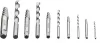 NEO Törtcsavar-kihajtó készlet, négyszög vég, vezetőfúrókkal, 10db, 2-14mm (M3-M18) (09-609)