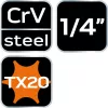 NEO Torx dugókulcs 1/4" 37mm TX20 (10-324)