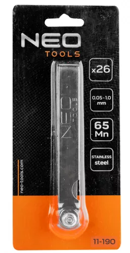 NEO Hézagmérő készlet 26db (0.04 - 0.63 mm) 65MN/rozsdamentes acél (11-190)